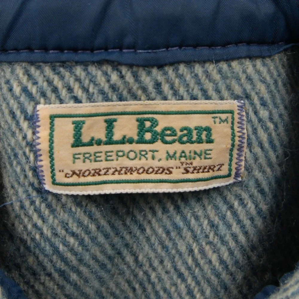 VTG L.L. Bean Northwoods USA 100% Wool Twill Men Shirt L Western Coastal Outdoor